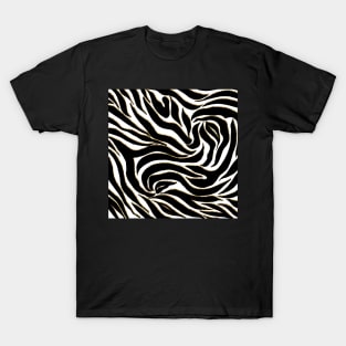 Elegant Black Gold Zebra White Animal Print T-Shirt